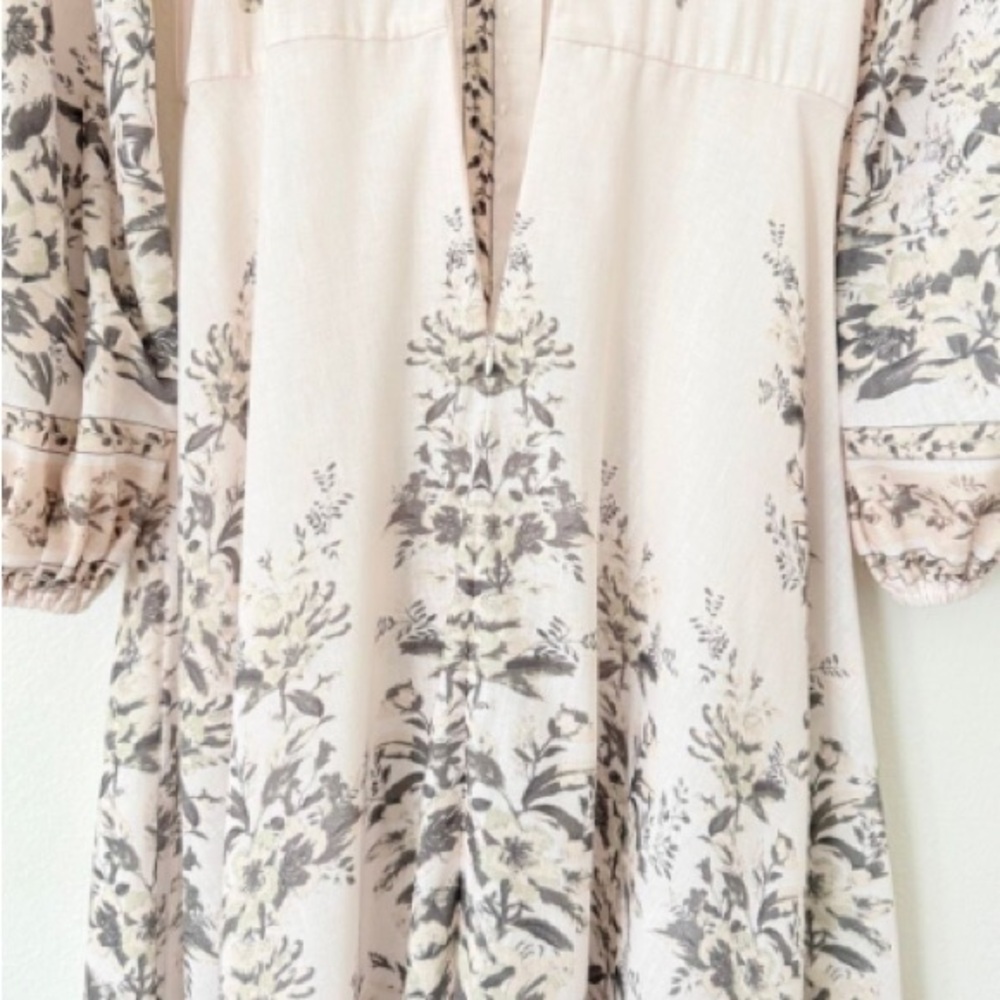 Zimmermann Women's Size 1 US 6 Golden Floral Long Sleeve Silk Linen Maxi Dress - Picture 8 of 12